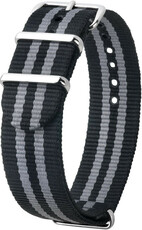 Black-grey textile NATO strap Hirsch Rush L 40406030-2 (Nylon)