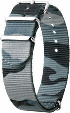 Nylon strap Hirsch Rush L 40406038-2, camouflage/blue, camouflage, length L, Quick Release