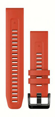 Strap Garmin QuickFit 22mm, silicone, flame red, black clasp (Fenix 7/6/5, Epix 2 aj.)