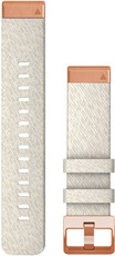 Strap Garmin QuickFit 20mm, nylon, white, rosegold clasp (Fenix 7S/6S/5S)