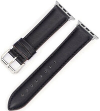 Strap pro Apple Watch, leather, black, silver clasp (pouzdra 38/40/41mm)