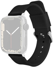 Strap pro Apple Watch, silicone, black, silver clasp (pouzdra 38/40/41mm)