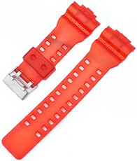 Strap pro Casio G-Shock, plastic, red, silver clasp (pro modely GA-100, GA-110, GD-120, GLS-100)