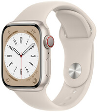 Apple Watch Series 8, GPS + Cellular, 41mm Starlight Aluminium Case, Sports Loop