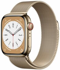 Apple Watch Series 8, GPS + Cellular, 41mm Gold Stainless Steel Case with Milanese Loop