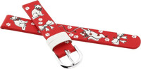 Children's Leather Strap 14 mm, Red, Silver Buckle (Cat Theme)