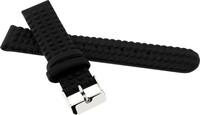 Children's Silicone Strap 16 mm, Black, Pattern, Silver Buckle