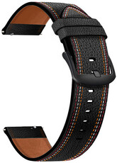 Strap Quick Release 22mm, leather, black, black clasp (Garmin Venu, Forerunner 255, Vívoactive 4 aj.)