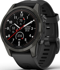 Garmin Fenix 7S Pro Sapphire Solar Gray DLC Titanium / Black Silicone Band