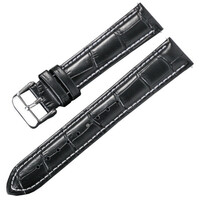 Ricardo Orte, leather strap, black with white stitching, silver clasp