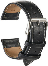 Ricardo Imola, leather strap, black with white stitching, silver clasp