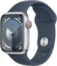Apple Watch Series 9, GPS + Cellular, 41mm Pouzdro ze stříbrného hliníku, sportovní řemínek M/L