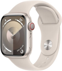 Apple Watch Series 9, GPS + Cellular, 45mm Pouzdro z hvezdně bílého hliníku, sportovní řemínek S/M