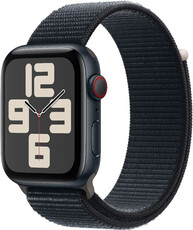 Apple Watch SE (2023) GPS + Cellular 44mm temně inkoustové hliníkové pouzdro s temně inkoustovým provlékacím sportovním řemínkem