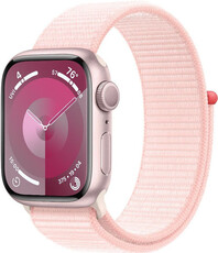 Apple Watch Series 9 GPS 45mm růžové hliníkové pouzdro se světle růžovým provlékacím sportovním řemínkem