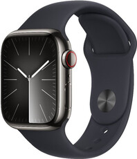 Apple Watch Series 9 GPS + Cellular 41mm grafitové pouzdro z nerezové oceli s temně inkoustovým sportovním řemínkem - S/M