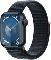 Apple Watch Series 9 GPS + Cellular 41mm temně inkoustové hliníkové pouzdro s temně inkoustovým provlékacím sportovním řemínkem