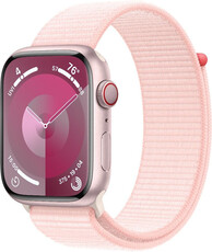 Apple Watch Series 9 GPS + Cellular 45mm růžové hliníkové pouzdro se světle růžovým provlékacím sportovním řemínkem