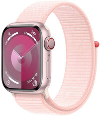 Apple Watch Series 9 GPS + Cellular 41mm Pink Aluminum Case and Light Pink Sport Lanyard