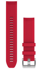 Strap Garmin QuickFit 22mm, silicone, red, silver clasp (Fenix 7/6/5, Epix 2 aj.)
