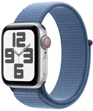 Apple Watch SE GPS + Cellular 40mm Silver Aluminum Case with Ice Blue Sport Strap