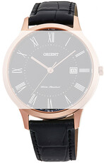 Black leather strap Orient UL00E011P0, rosegold buckle (for model RF-QD00)