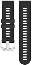 Quick Release strap 18mm, silicone, black, silver buckle (Garmin Venu 2S, Vívoactive 4S, Forerunner 265S, Venu 3S, etc.)
