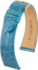 Leather strap Hirsch Genuine Croco 18900883-7, Blue, crocodile skin, Quick Release
