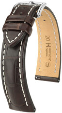 Leather strap Hirsch Capitano L 04807019-2, brown, alligator leather, length L, Quick Release