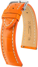 Leather strap Hirsch Capitano L 04807076-2, orange, alligator leather, length L, Quick Release