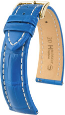 Leather strap Hirsch Capitano L 04807085-1, blue, alligator leather, length L, Quick Release