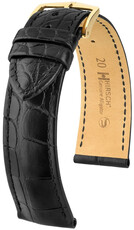 Leather strap Hirsch Genuine Alligator 10200759NQ-1, black, alligator skin