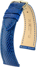 Leather strap Hirsch London 04366185-7, Blue, lizard skin, Quick Release