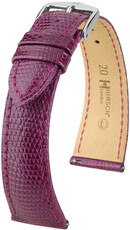 Leather strap Hirsch London 04366187-2, purple, lizard skin, Quick Release