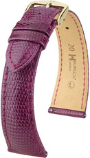 Leather strap Hirsch London 04366187-7, purple, lizard skin, Quick Release