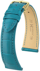 Leather strap Hirsch London 04307183-7, Blue, alligator skin, Quick Release