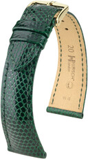 Leather strap Hirsch London 04366140-7, Green, lizard skin, Quick Release