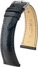 Leather strap Hirsch London 04366150-2, black, lizard skin, Quick Release