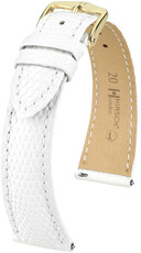 Leather strap Hirsch London L 04366000-7, white, lizard leather, length L, Quick Release