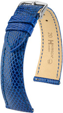 Leather strap Hirsch London L 04366085-2, blue, lizard leather, length L, Quick Release