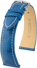 Leather strap Hirsch Massai Ostrich L 04362084-2, blue, ostrich leather, length L, Quick Release