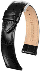 Hirsch Louisianalook Leather Strap L 03427050-2, black, calf leather, length L, Quick Release