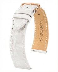 Hirsch Genuine Croco Leather Strap L 01808000-7, white, crocodile leather, length L, Quick Release