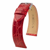 Leather strap Hirsch Genuine Croco L 01808020-2, red, crocodile leather, length L, Quick Release