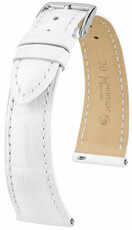 Leather strap Hirsch London 04207100-2, White, alligator skin, Quick Release
