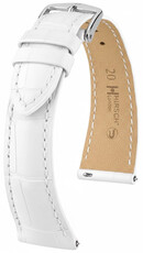 Leather strap Hirsch London 04207109-2, White, alligator skin, Quick Release