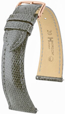 Leather strap Hirsch London 04266130-7, Grey, lizard skin, Quick Release