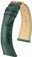 Leather strap Hirsch London 04266140-7, Green, lizard skin, Quick Release