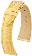 Leather strap Hirsch London 04266173-7, Yellow, lizard skin, Quick Release