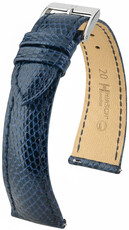 Leather strap Hirsch London 04266180-2, Blue, lizard skin, Quick Release